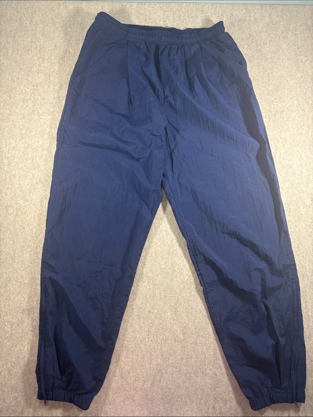 VTG 1990s Nike Men’s Nylon Windbreaker Track Pants Navy Blue sz L - EUC